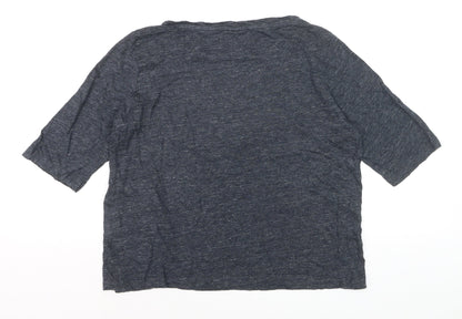 TOAST Women Grey Linen 3/4 Sleeve Relaxed Fit T-Shirt M
