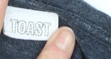 TOAST Women Grey Linen 3/4 Sleeve Relaxed Fit T-Shirt M