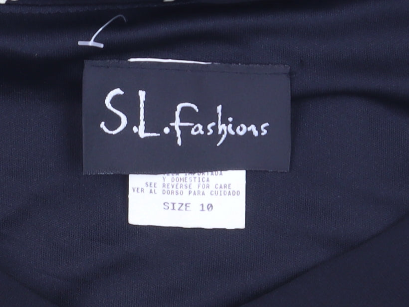 S.L. Fashions Women’s Black Floral Asymmetric Dress Size 10