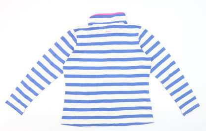 Joules Women's Blue Striped 1/4 Zip Sweatshirt UK 14 Cotton Blend