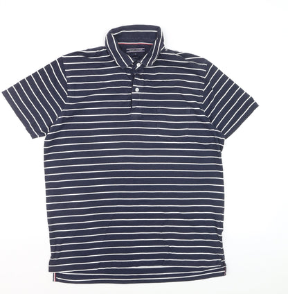 Tommy Hilfiger Men's Blue Striped Slim Fit Polo Shirt XL