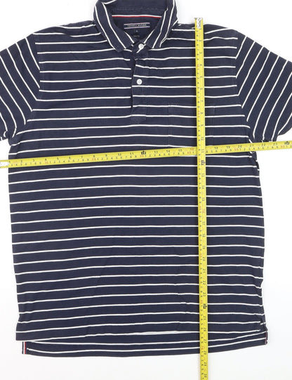Tommy Hilfiger Men's Blue Striped Slim Fit Polo Shirt XL
