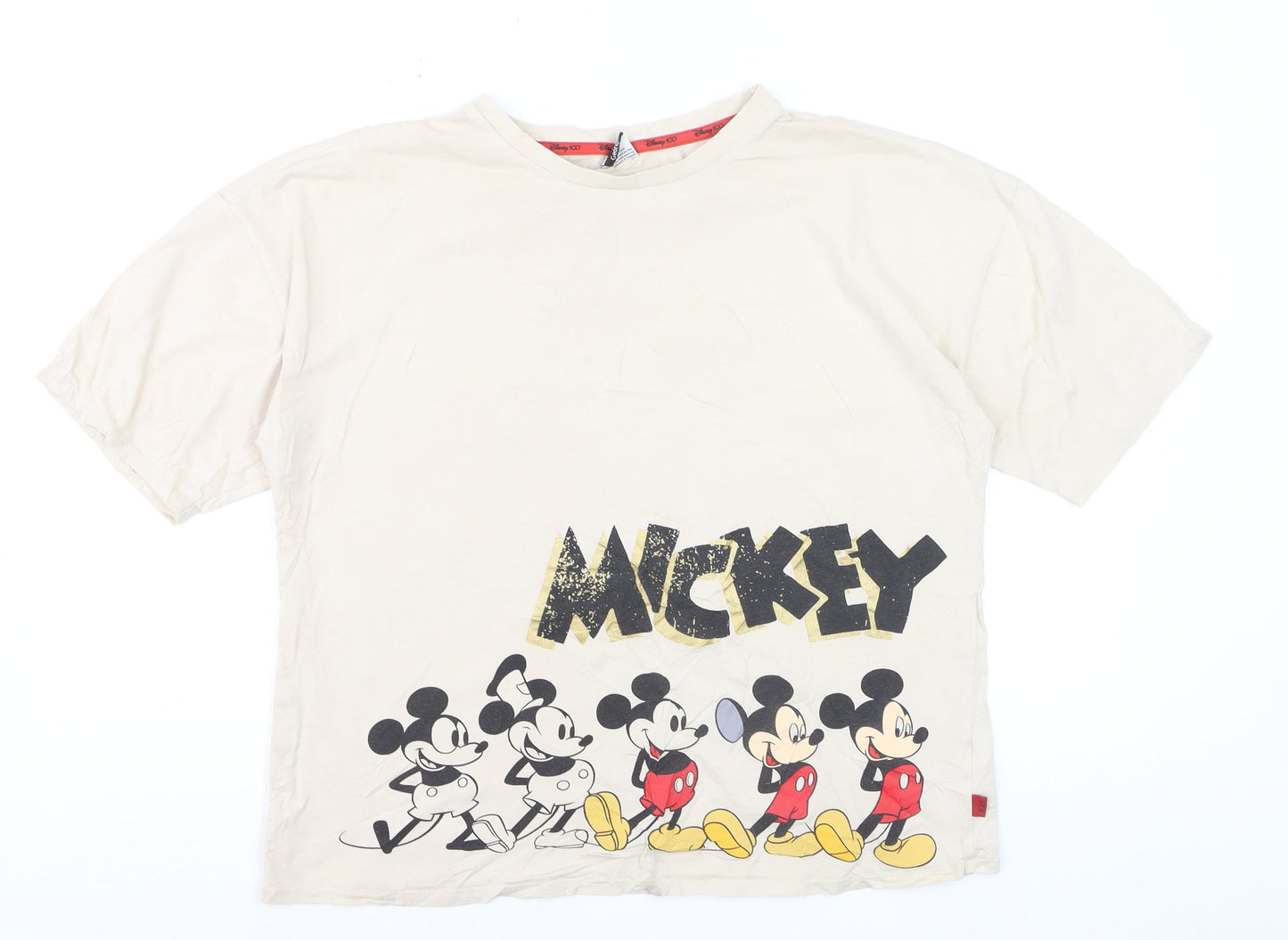 George Women’s Beige Mickey Mouse T-Shirt Size 12 Short Sleeve Cotton
