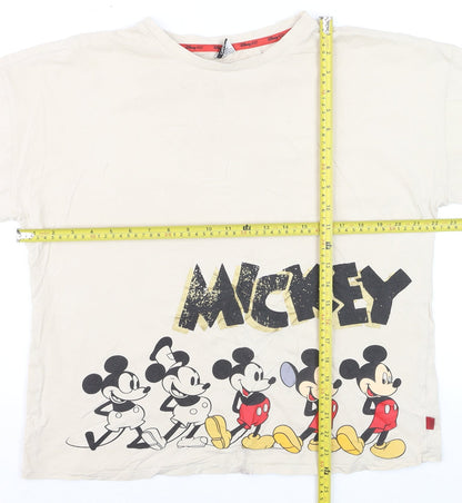 George Women’s Beige Mickey Mouse T-Shirt Size 12 Short Sleeve Cotton