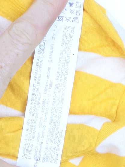 Zara Trafaluc Women's Yellow Striped Cropped Cotton T-Shirt S