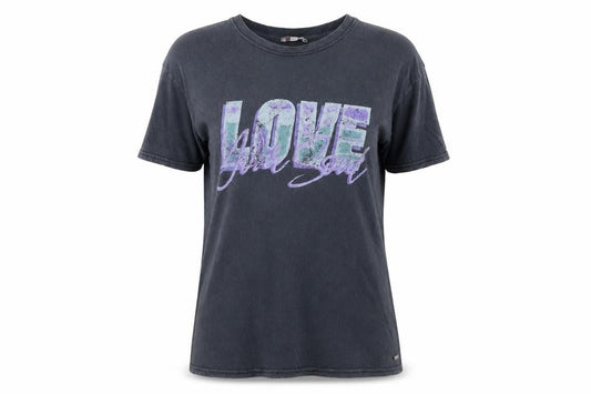 Pull&Bear Womens Black Love Your Soul Graphic T-Shirt Size 8