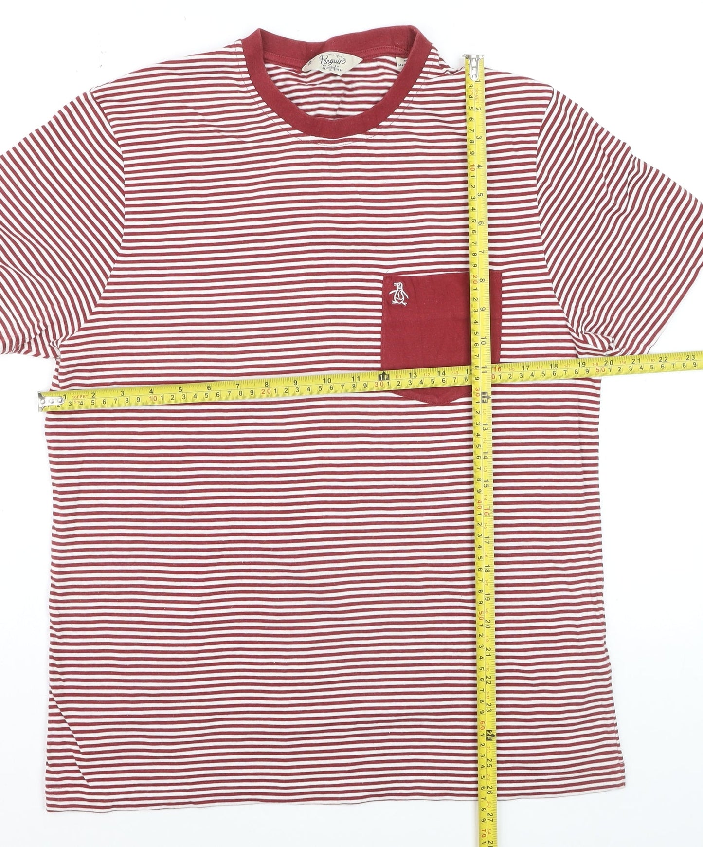 Penguin by Munsingwear Men's Red Striped Short Sleeve Polo M