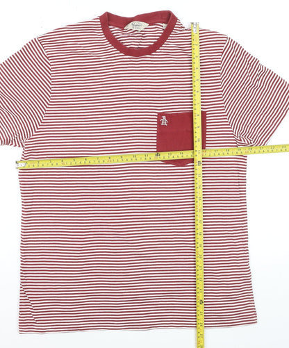 Penguin by Munsingwear Men's Red Striped Short Sleeve Polo M