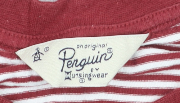 Penguin by Munsingwear Men's Red Striped Short Sleeve Polo M