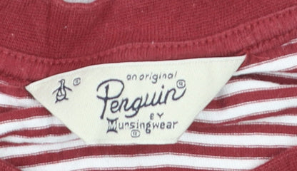 Penguin by Munsingwear Men's Red Striped Short Sleeve Polo M