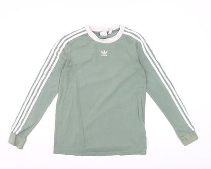 Adidas Womens Green Long Sleeve Crew Neck T-Shirt Size 8