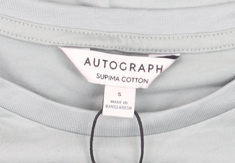 Marks and Spencer Autograph Women's Green Supima Cotton T-Shirt Size S