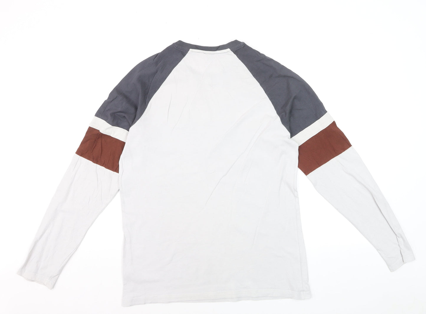 Easy Men’s White California Long Sleeve Cotton Raglan Top Size M