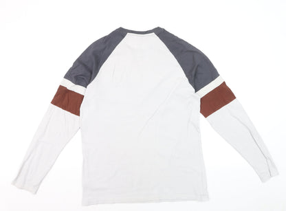 Easy Men’s White California Long Sleeve Cotton Raglan Top Size M