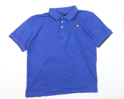 Lyle & Scott Men's Blue Cotton Polo Shirt XL Regular Fit