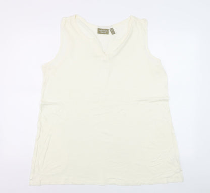 Naturals d&co. Womens Ivory Cotton Sleeveless Tank Top XL