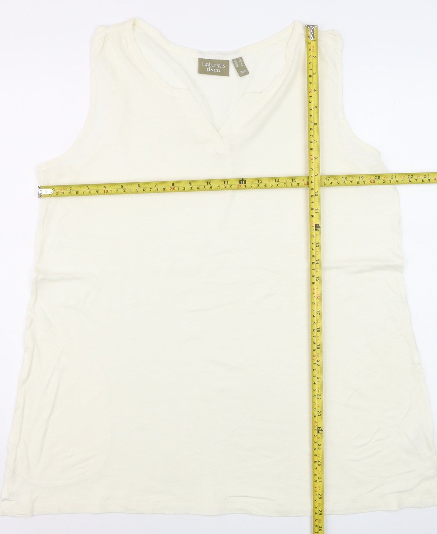 Naturals d&co. Womens Ivory Cotton Sleeveless Tank Top XL