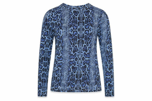 Brave Soul Women's Blue Animal Print Cotton Long Sleeve Top XS