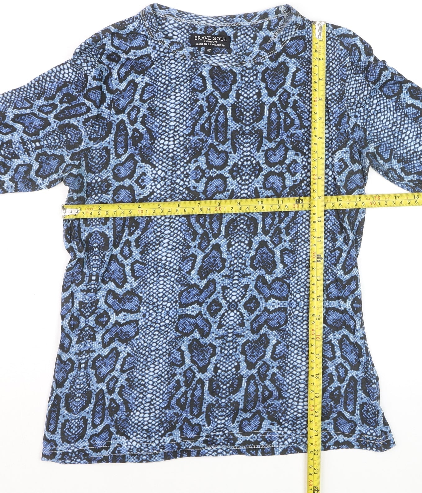 Brave Soul Women's Blue Animal Print Cotton Long Sleeve Top XS
