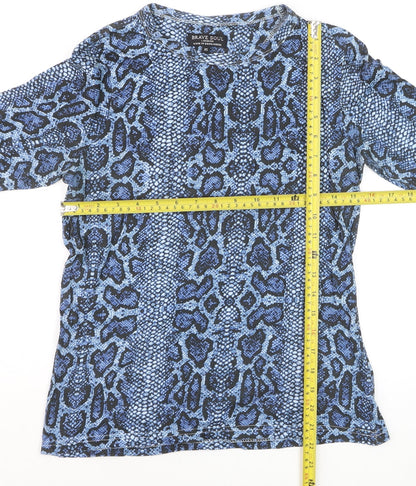 Brave Soul Women's Blue Animal Print Cotton Long Sleeve Top XS