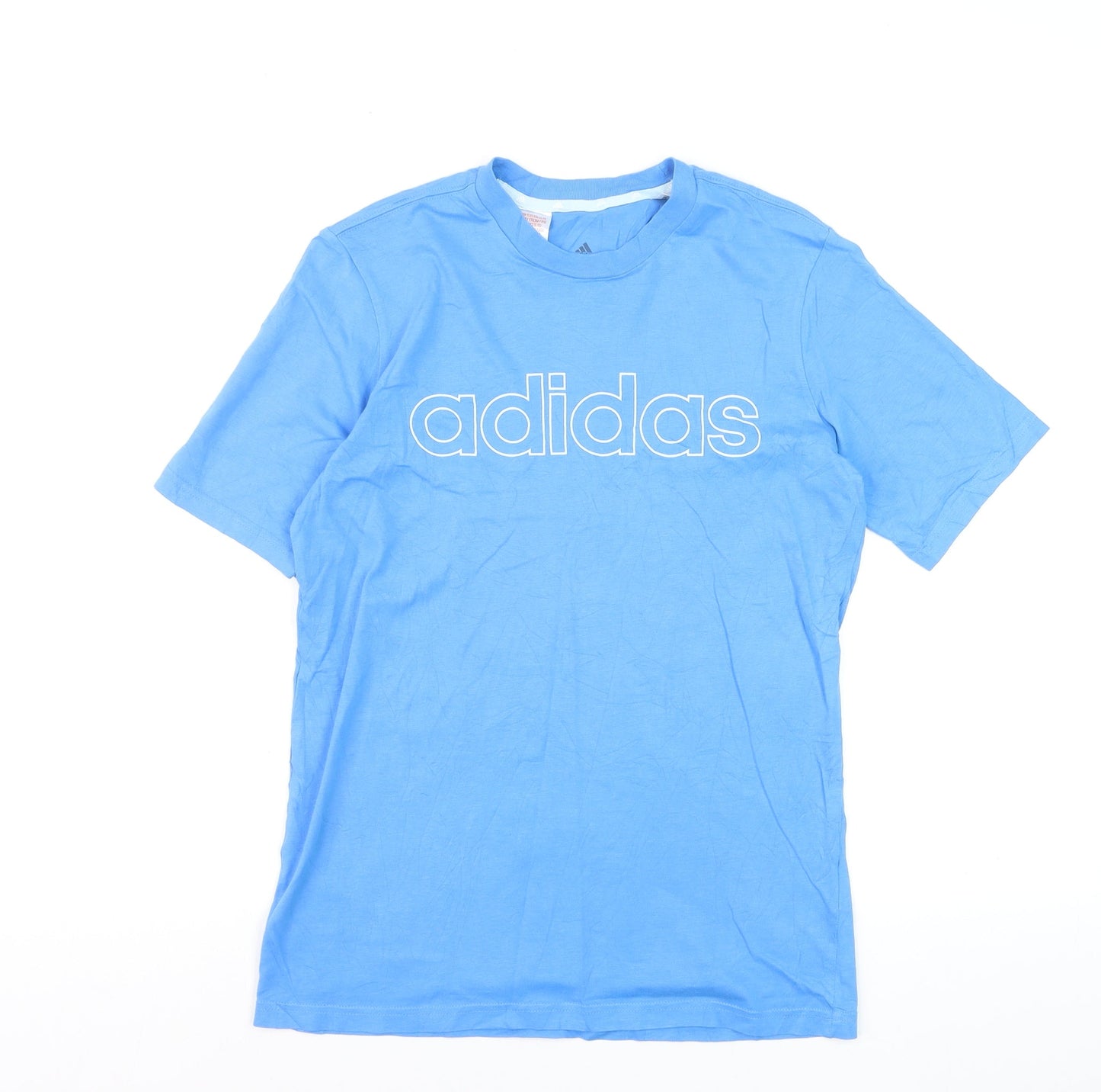 Adidas Boys Blue 13-14 Years Cotton Logo Short Sleeve T-Shirt