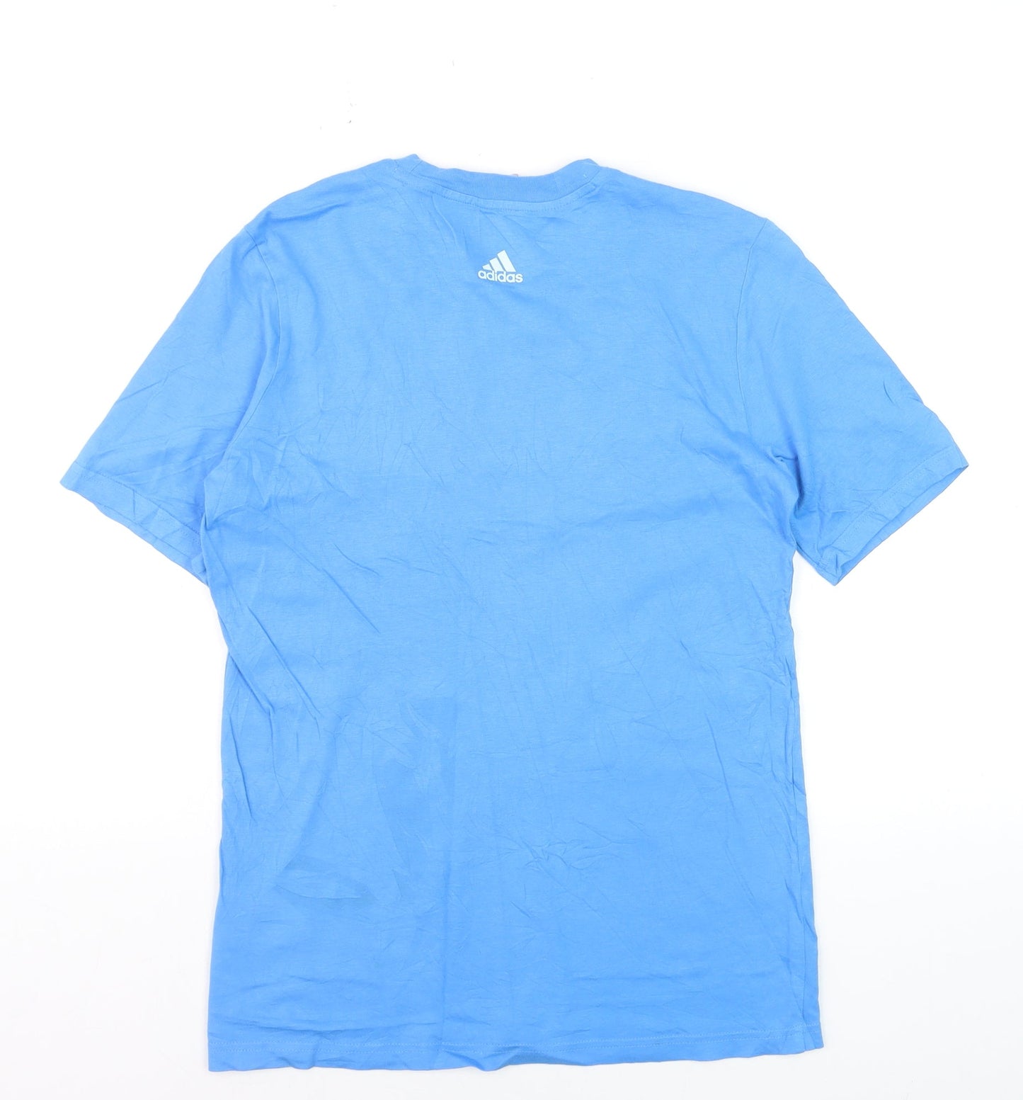 Adidas Boys Blue 13-14 Years Cotton Logo Short Sleeve T-Shirt