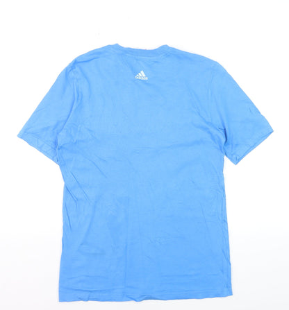 Adidas Boys Blue 13-14 Years Cotton Logo Short Sleeve T-Shirt