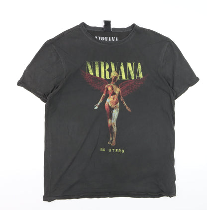 Amplified Men’s Black Nirvana In Utero Rock Band T-Shirt Size L