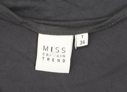 Miss Captain Trend Women's Blue Colourblock Long Sleeve Blouse Size 6