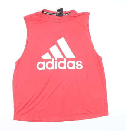 Adidas Men's Red Sleeveless Tank Top L Breathable Gym Activewear