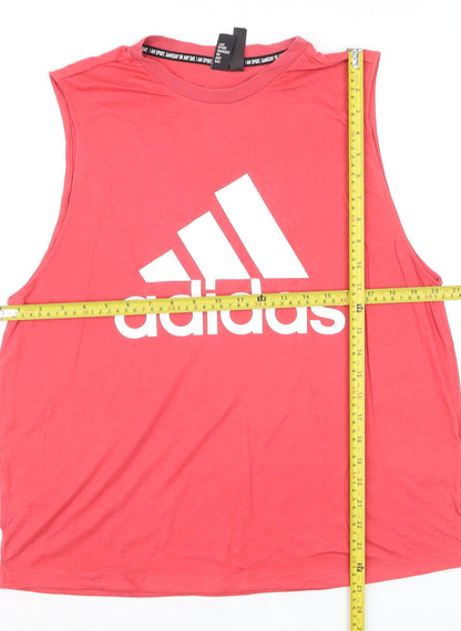 Adidas Men's Red Sleeveless Tank Top L Breathable Gym Activewear