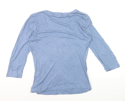 Fat Face Women’s Blue Cotton Wrap Blouse Size 14 3/4 Sleeve