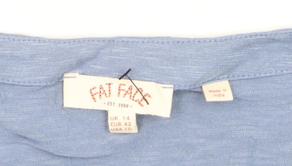 Fat Face Women’s Blue Cotton Wrap Blouse Size 14 3/4 Sleeve