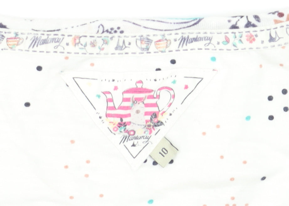 Mantaray Womens Multicoloured Floral Cotton V-Neck T-Shirt Size 10