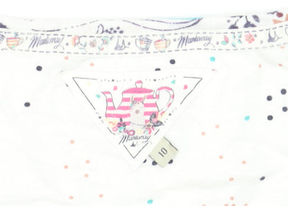 Mantaray Womens Multicoloured Floral Cotton V-Neck T-Shirt Size 10
