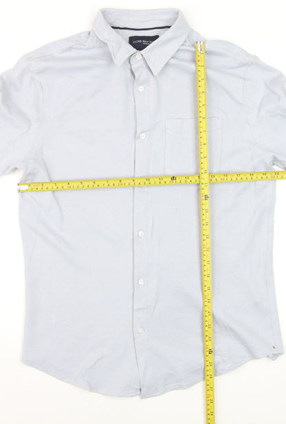 JACHS New York Men's Light Blue Cotton Stretch Long Sleeve Dress Shirt M