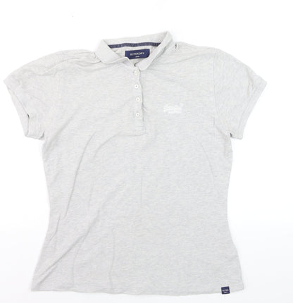 Superdry Grey Short Sleeve Slim Fit Polo Shirt Size L