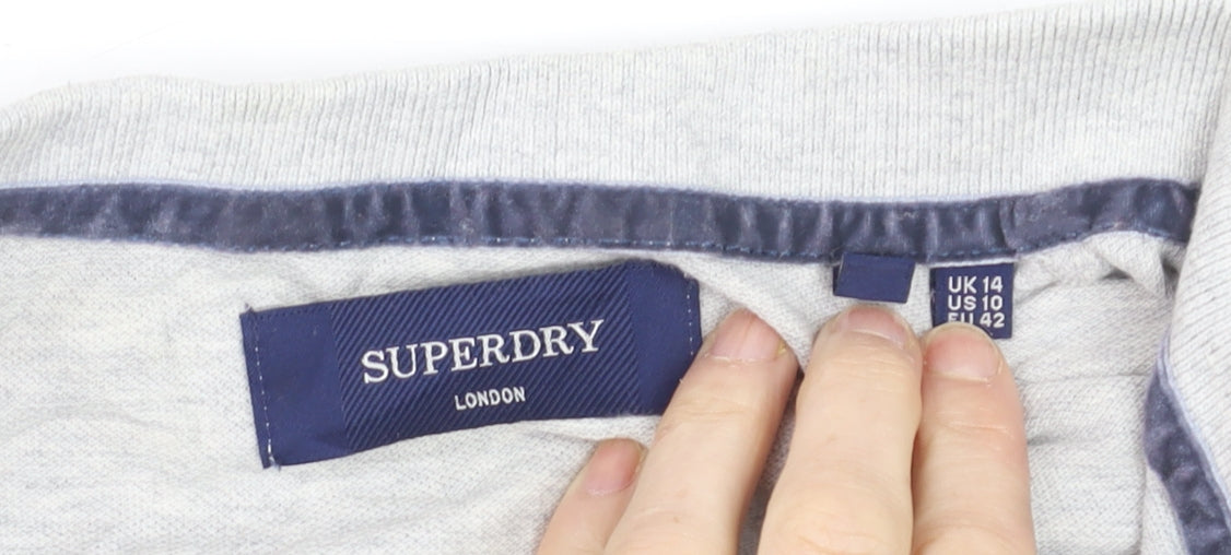 Superdry Grey Short Sleeve Slim Fit Polo Shirt Size L