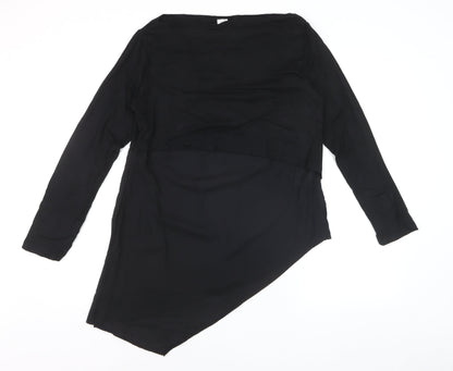 Heine Women’s Black Asymmetrical Long Sleeve Tunic Blouse Size 12