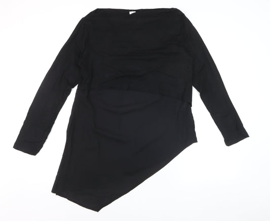Heine Women’s Black Asymmetrical Long Sleeve Tunic Blouse Size 12