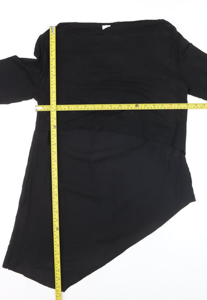 Heine Women’s Black Asymmetrical Long Sleeve Tunic Blouse Size 12