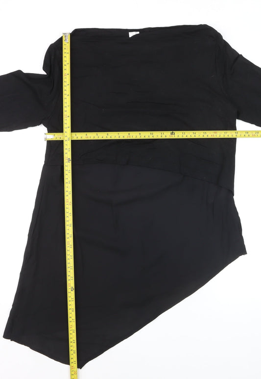 Heine Women’s Black Asymmetrical Long Sleeve Tunic Blouse Size 12