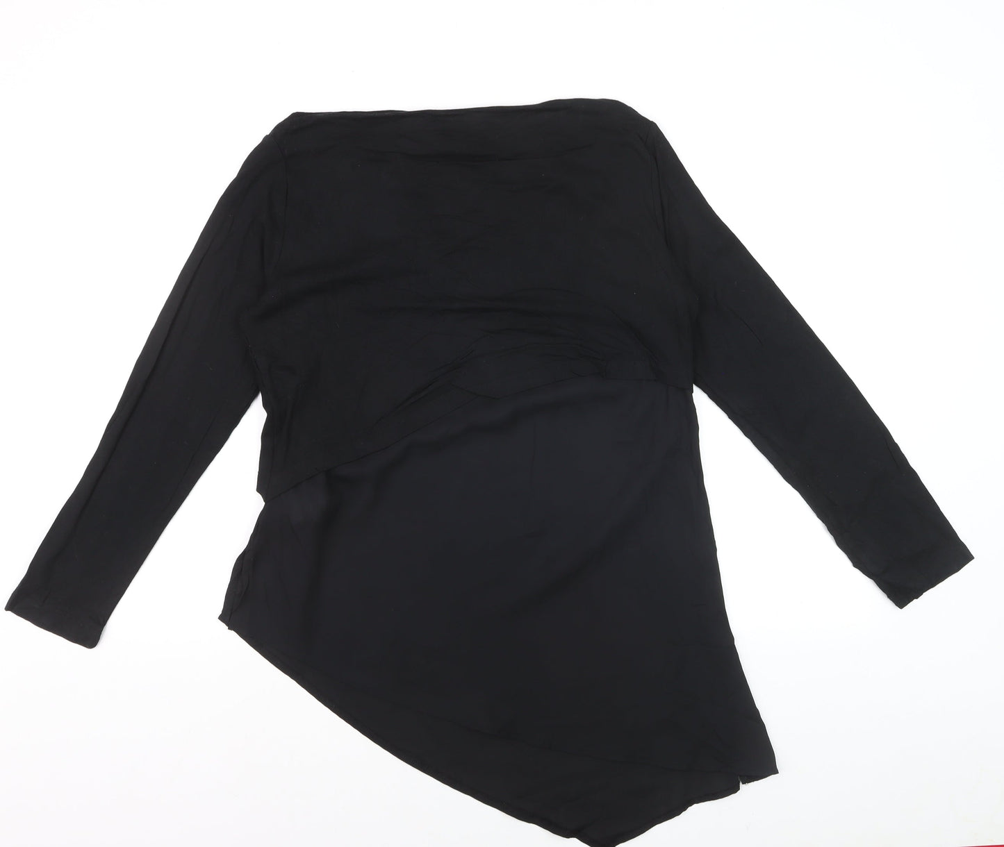 Heine Women’s Black Asymmetrical Long Sleeve Tunic Blouse Size 12