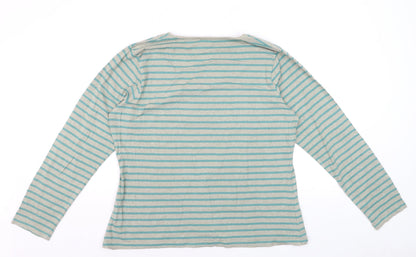 Seasalt Women Blue Striped Long Sleeve Organic Cotton Tee Size 20