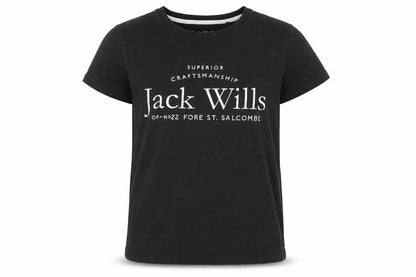 Jack Wills Girls Black 12-13 Years Classic Logo Cotton T-Shirt