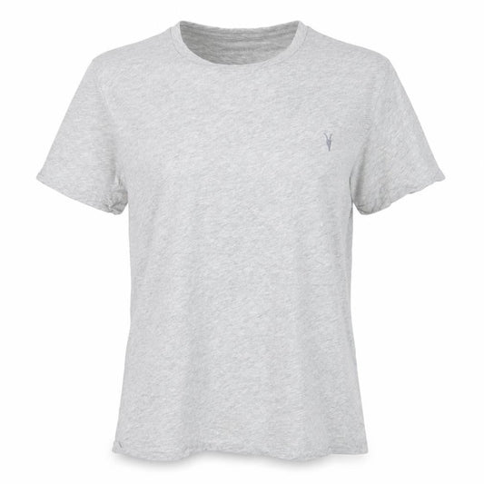 AllSaints Women's Grey Cotton Basic Crew Neck T-Shirt Size S