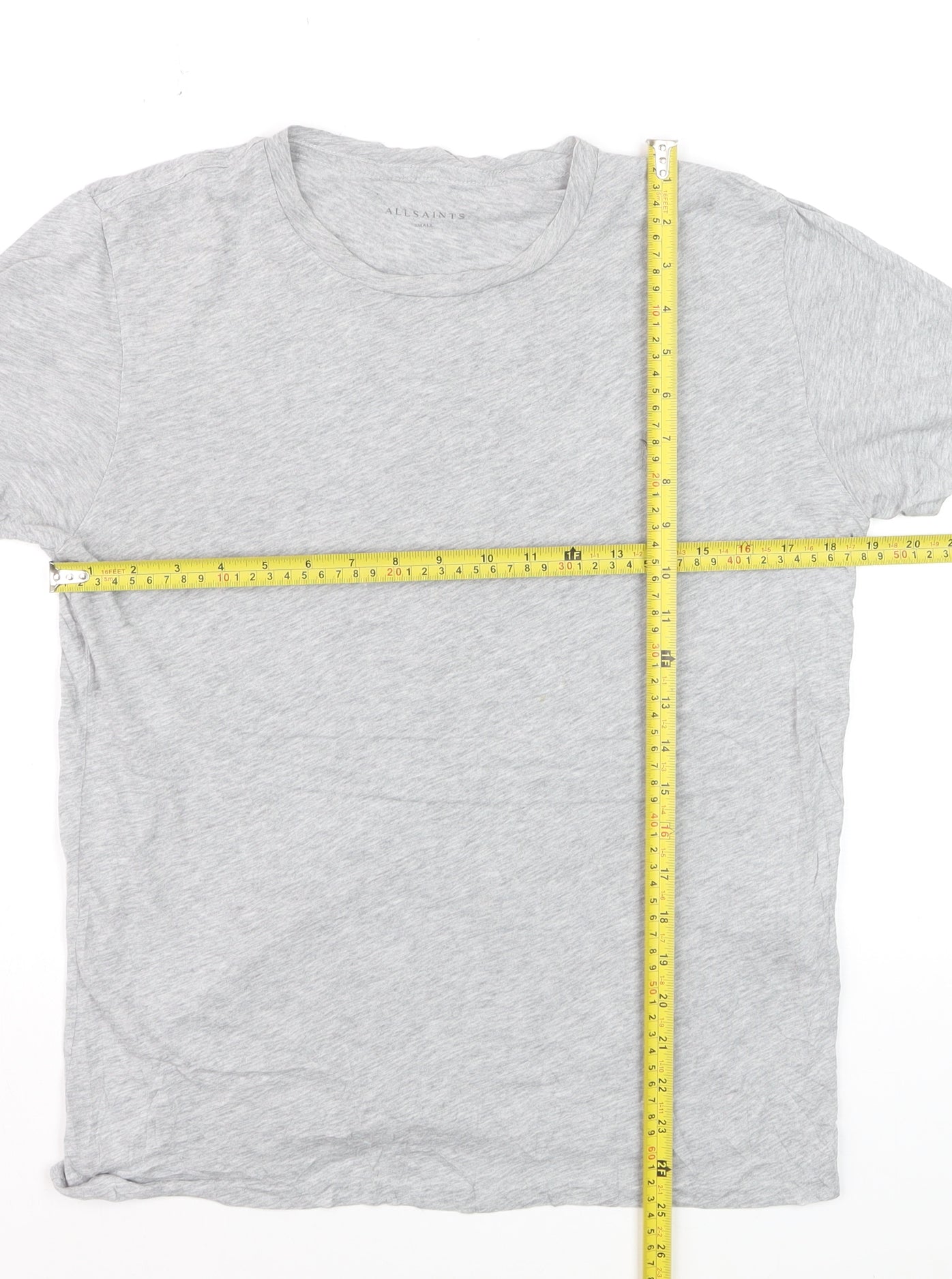 AllSaints Women's Grey Cotton Basic Crew Neck T-Shirt Size S