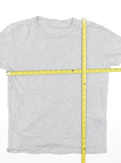 AllSaints Women's Grey Cotton Basic Crew Neck T-Shirt Size S