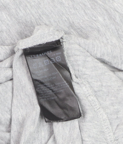 AllSaints Women's Grey Cotton Basic Crew Neck T-Shirt Size S