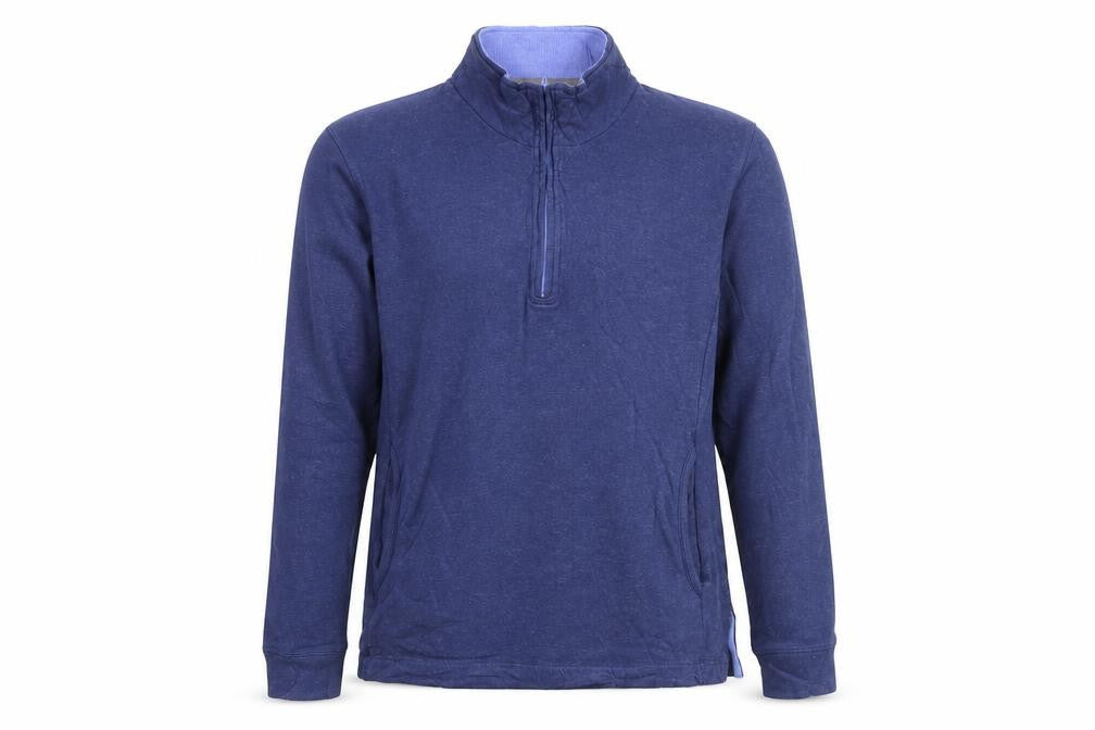 BAM Women's Navy 1/2 Zip Pullover Sweatshirt Size 10 Organic Cotton Blend